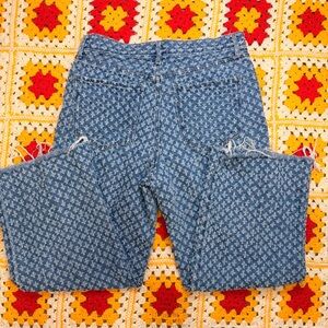 Express Floral Print Cutoff Distressed Cotton Jeans 12s